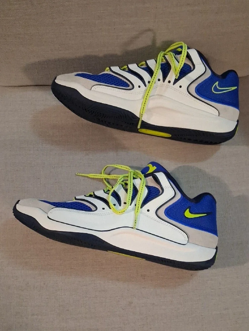 Nike Blue and Volt Low-Top Athletic Sneakers